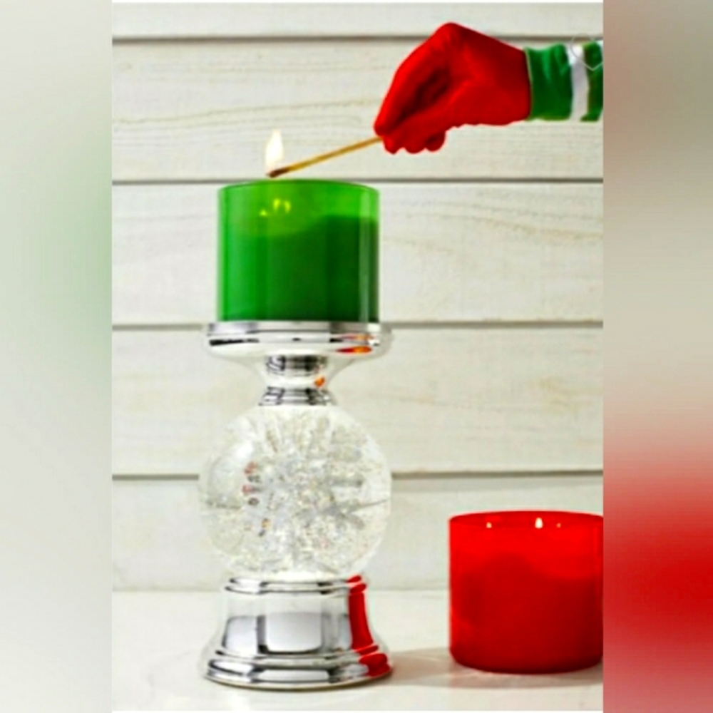 Bath & Body Works🎵 Holiday 🎄 Musical Snowflake 3 Wick Candle Holder Globe